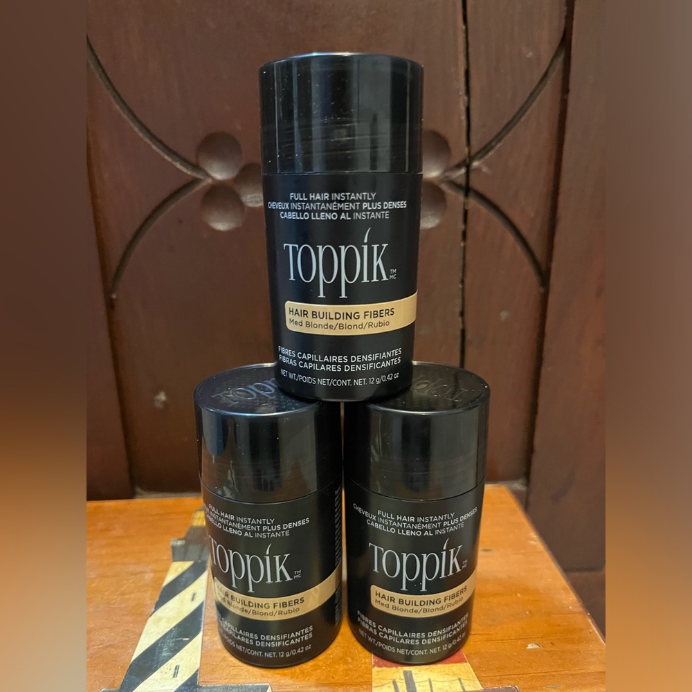 TOPPIK Hair Building Fibers, made of colored keratin protein Grey Blonde brown